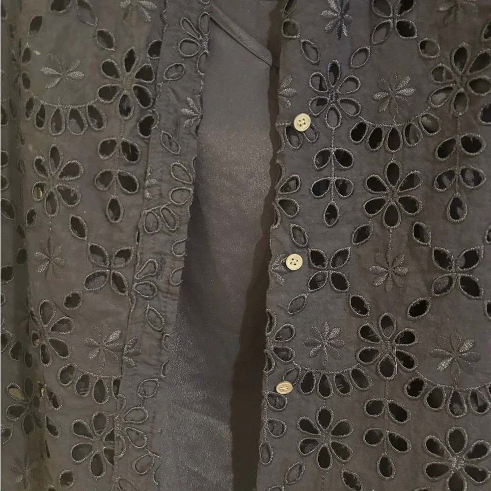 J. Crew eyelet navy blouse 8 - Picture 5 of 6